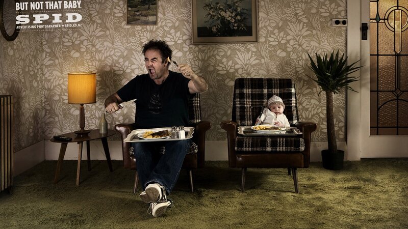Man and Baby Eating