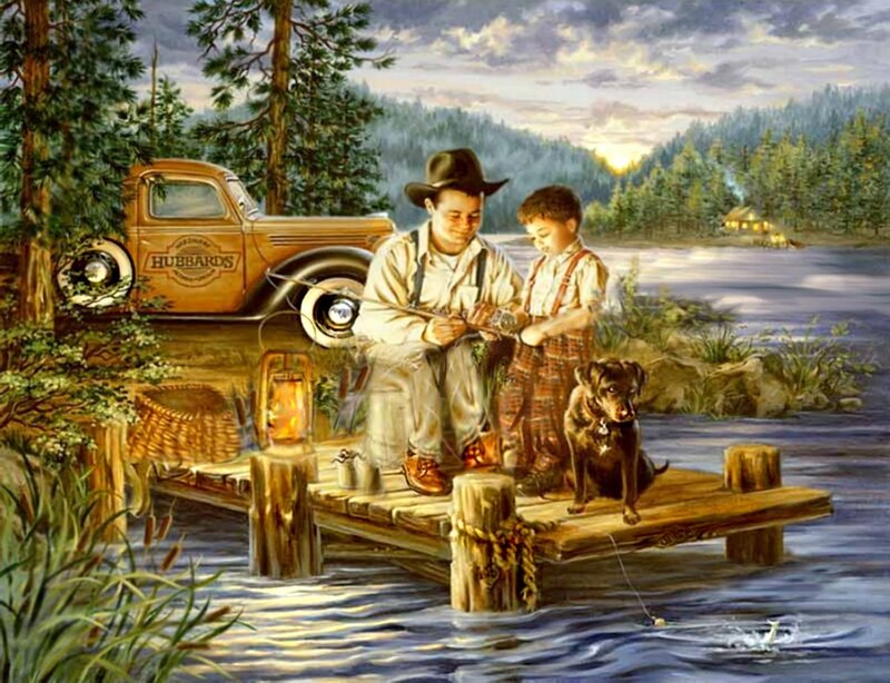 Man and Boy Fishing