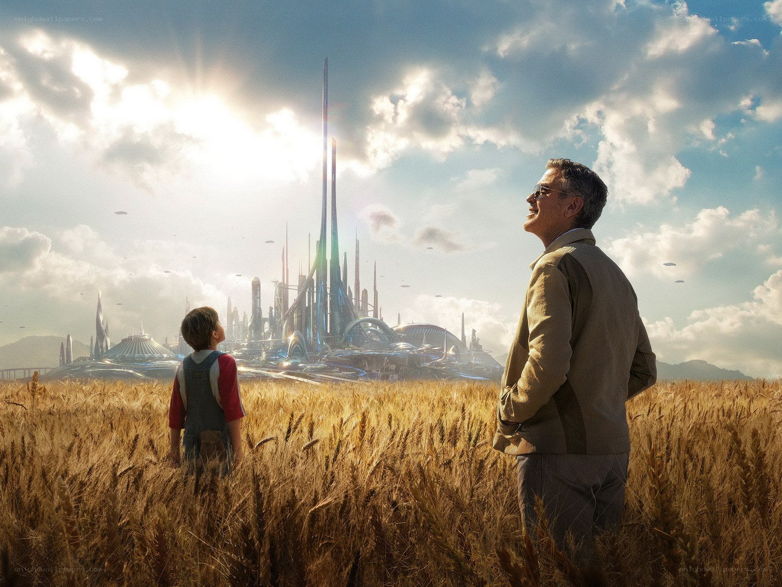 Man and boy in wheat field