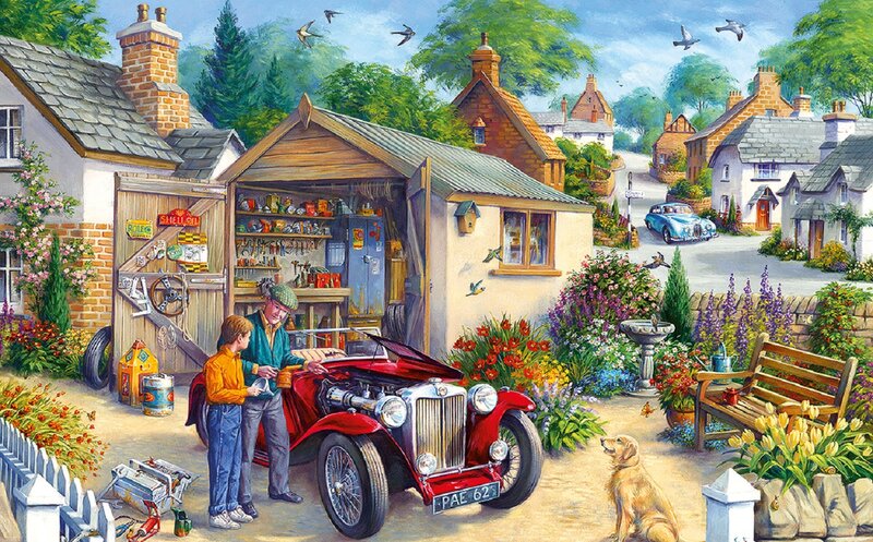 Man and Boy with Vintage Car