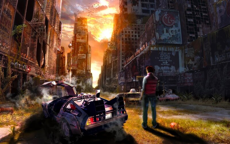 Man and Car in Ruins — Orange