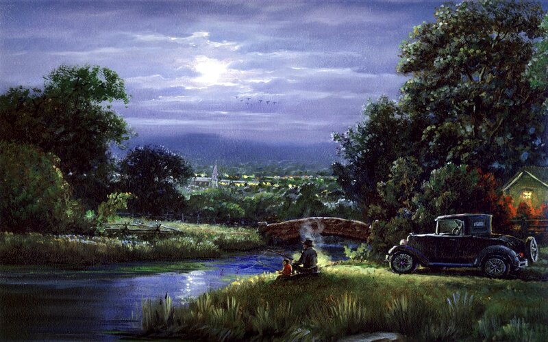 Man and Child Fishing