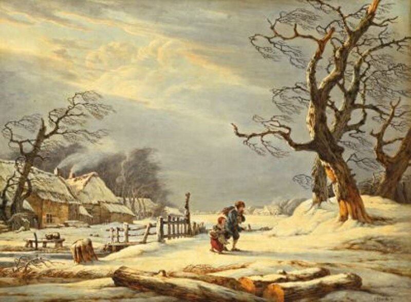 Man and Child in Snow — White, Cold