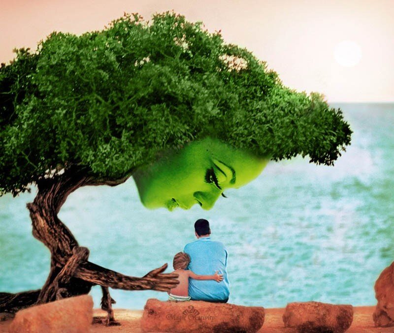 Man and Child on Beach