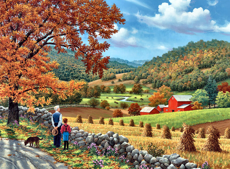 Man and Child on Farm