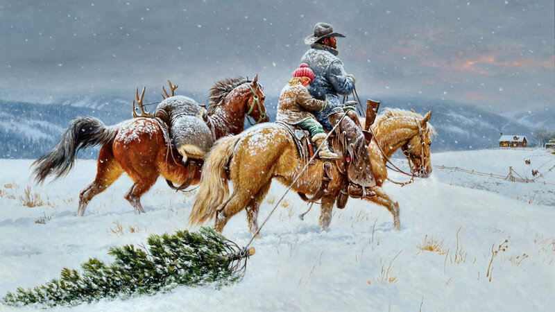 Man and Child on Horses