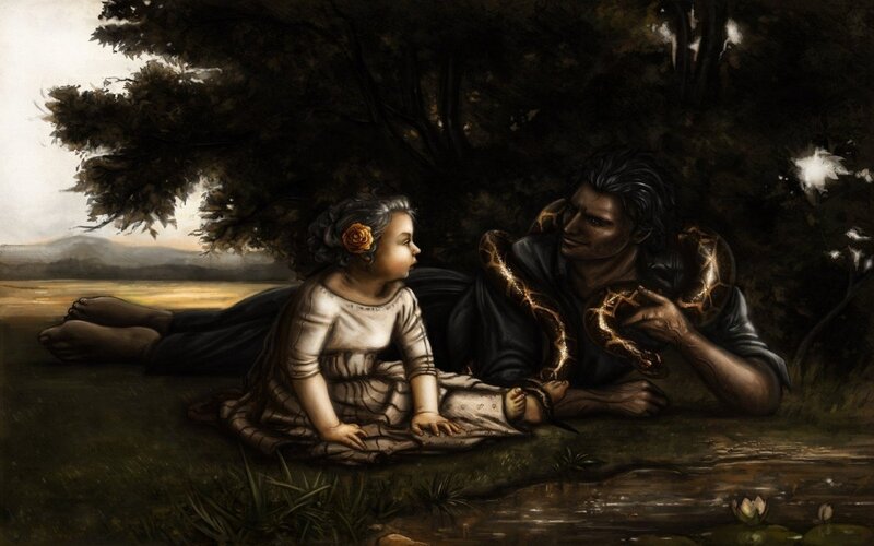 Man and Child with Snake