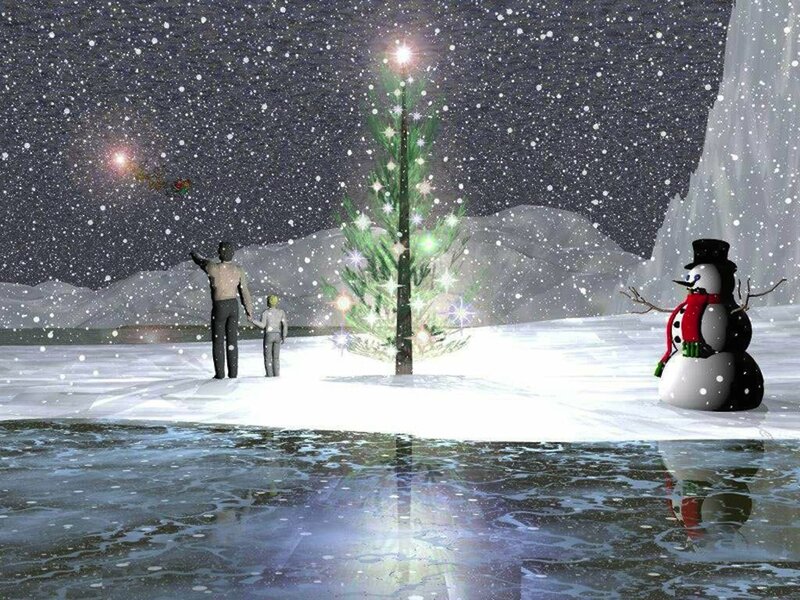 Man and Child with Snowman