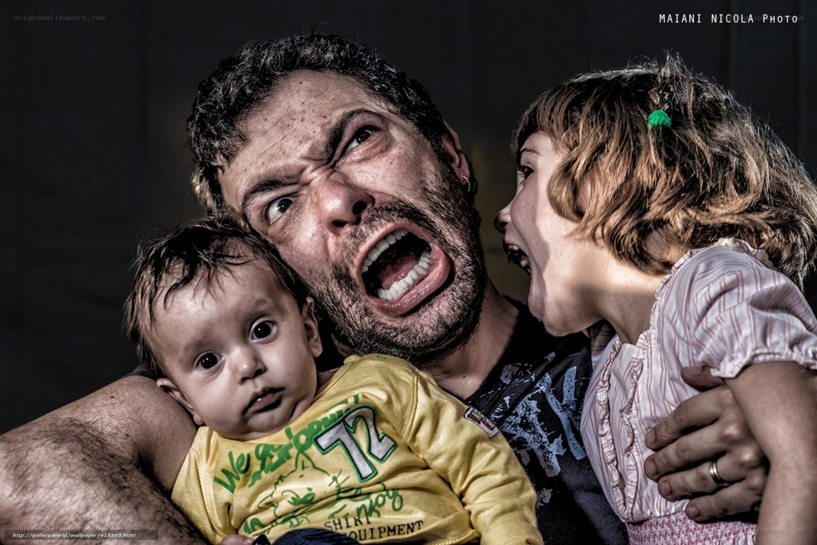 Man and children screaming