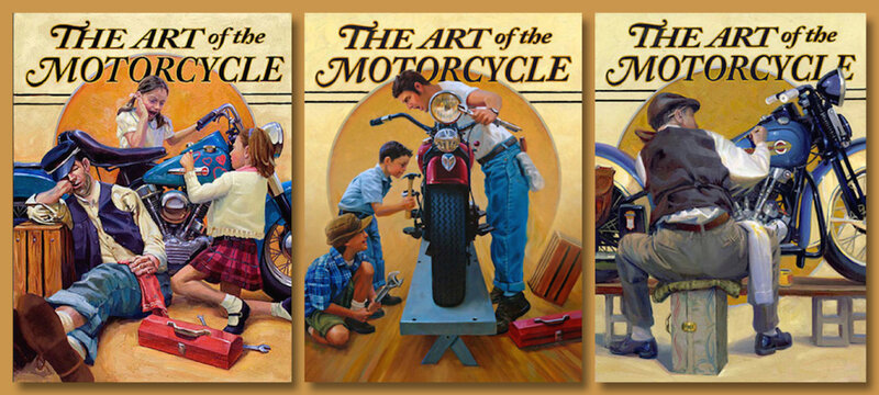 Man and Children with Motorcycle