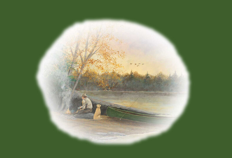 Man and dog by a lake