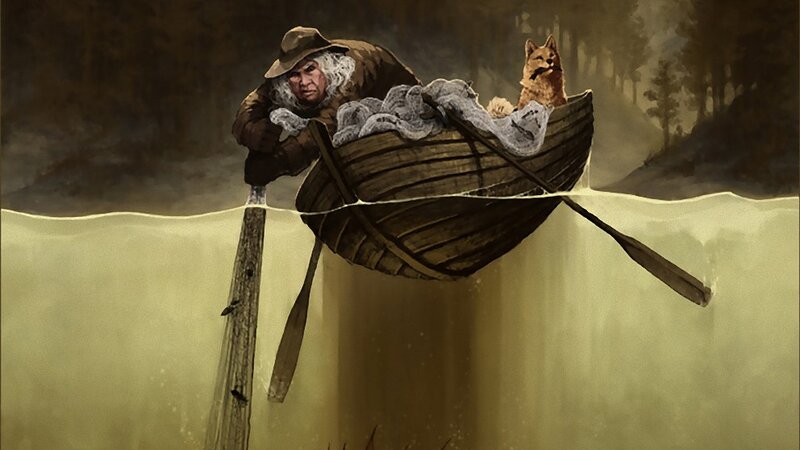 Man and Dog in Boat