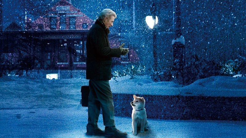 Man and Dog in Snow — Blue