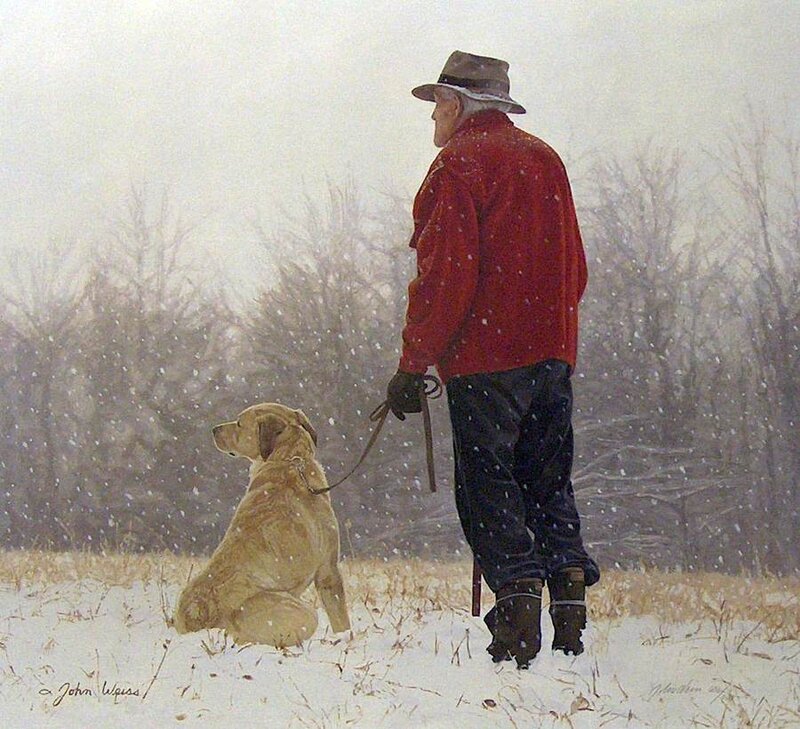 Man and Dog in Snow