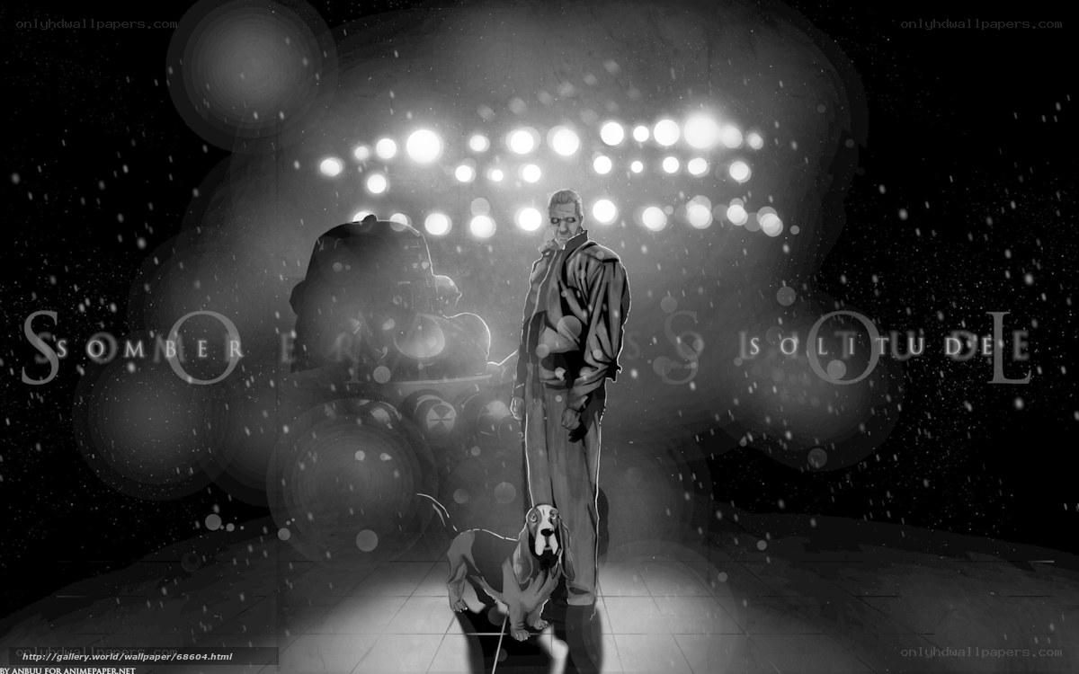 man and dog in spotlight