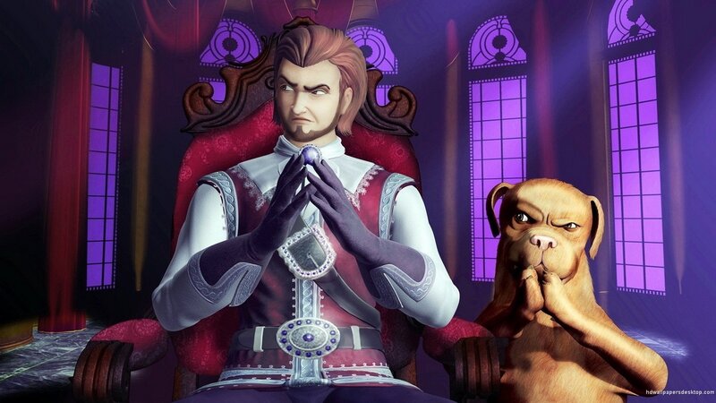 Man and Dog in Throne Room