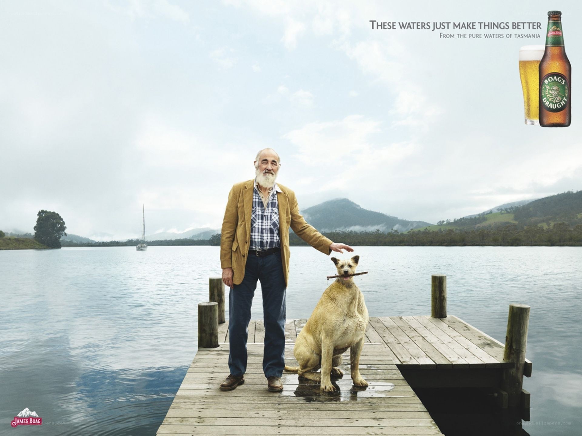 Man and dog on a dock