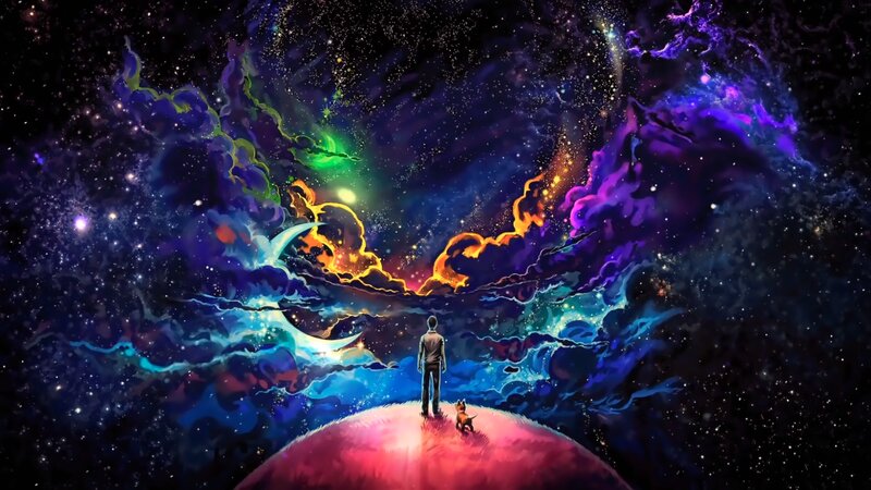 Man and Dog on Planet — Purple