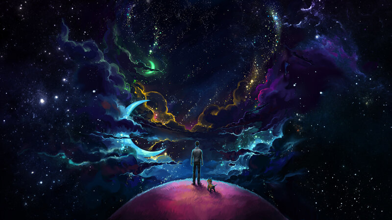 Man and Dog on Planet
