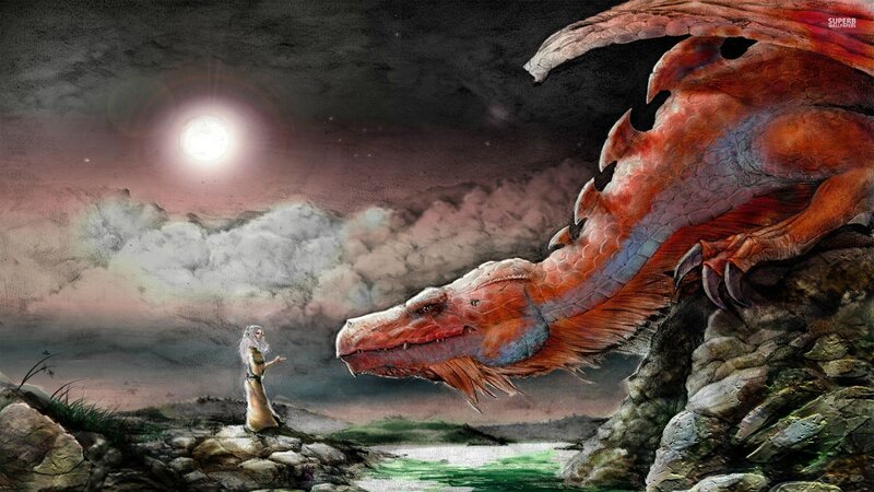 Man and Dragon — Red