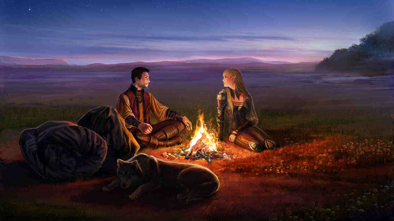 Man and Elf by Campfire