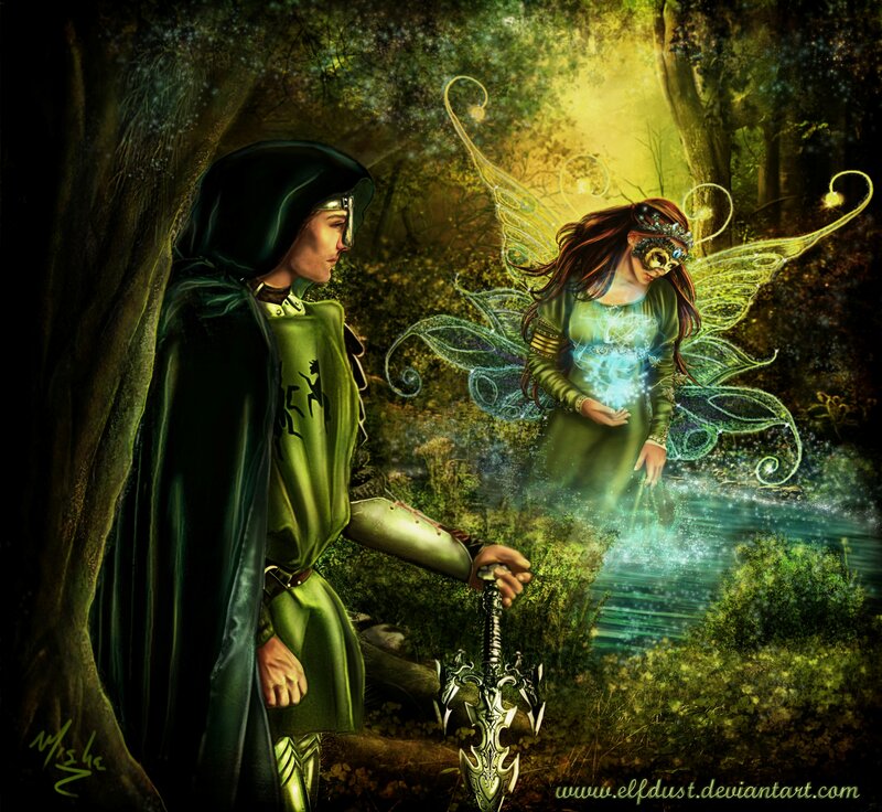 Man and Fairy in Forest
