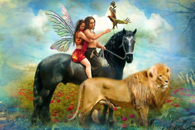 Man and Fairy on Horse