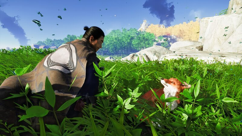 Man and Fox in Grass