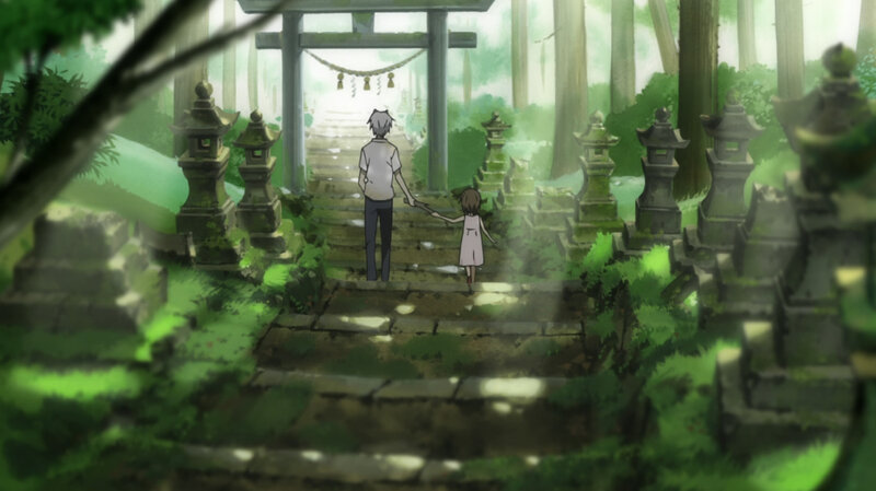 Man and Girl Holding Hands — Green