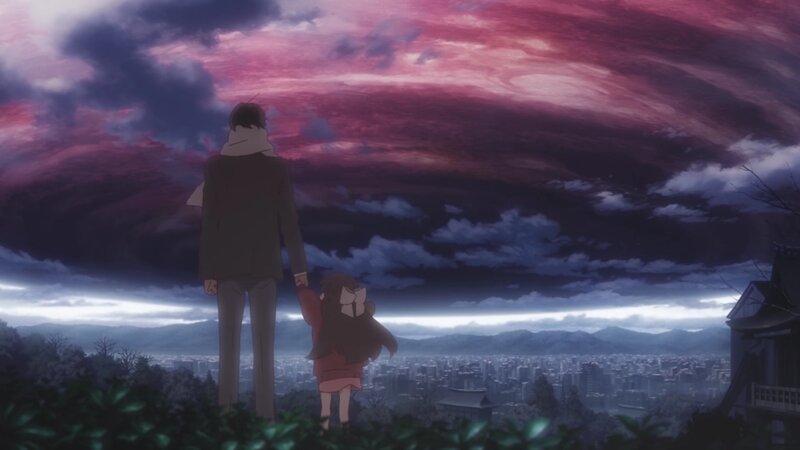 Man and Girl Holding Hands — Purple, Dramatic