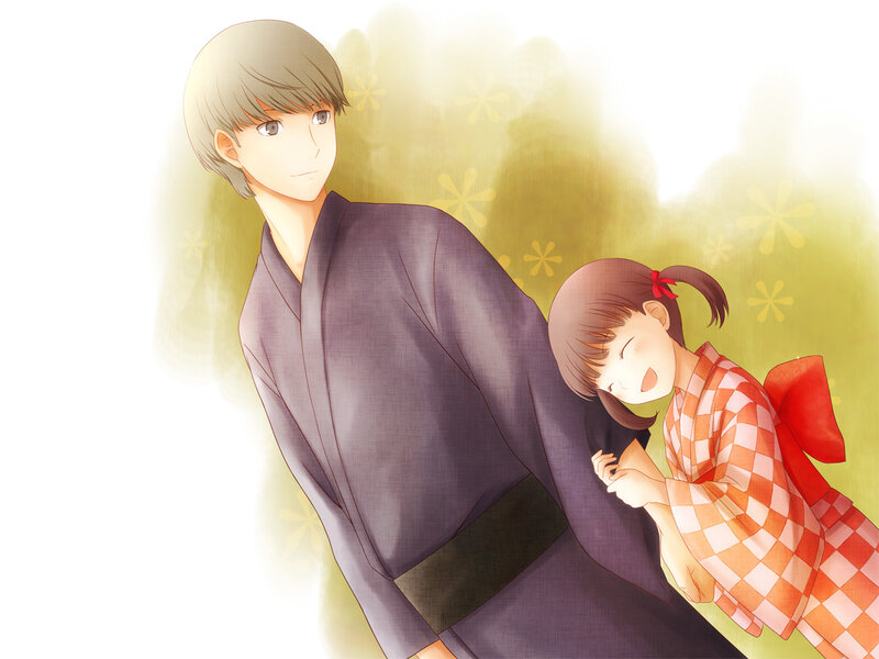 Man and Girl Hugging — Purple
