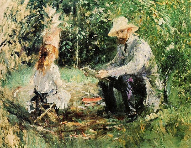Man and Girl in Garden
