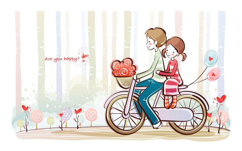 Man and Girl on Bicycle