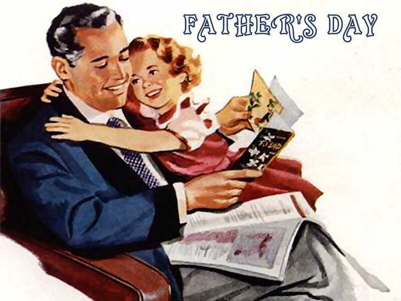 Man and Girl Reading — Blue