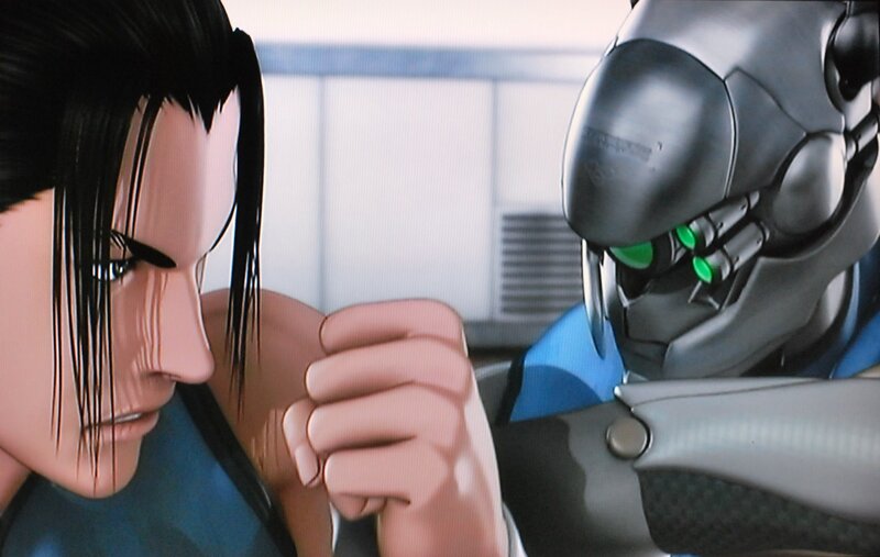 Man and Robot Facing Off