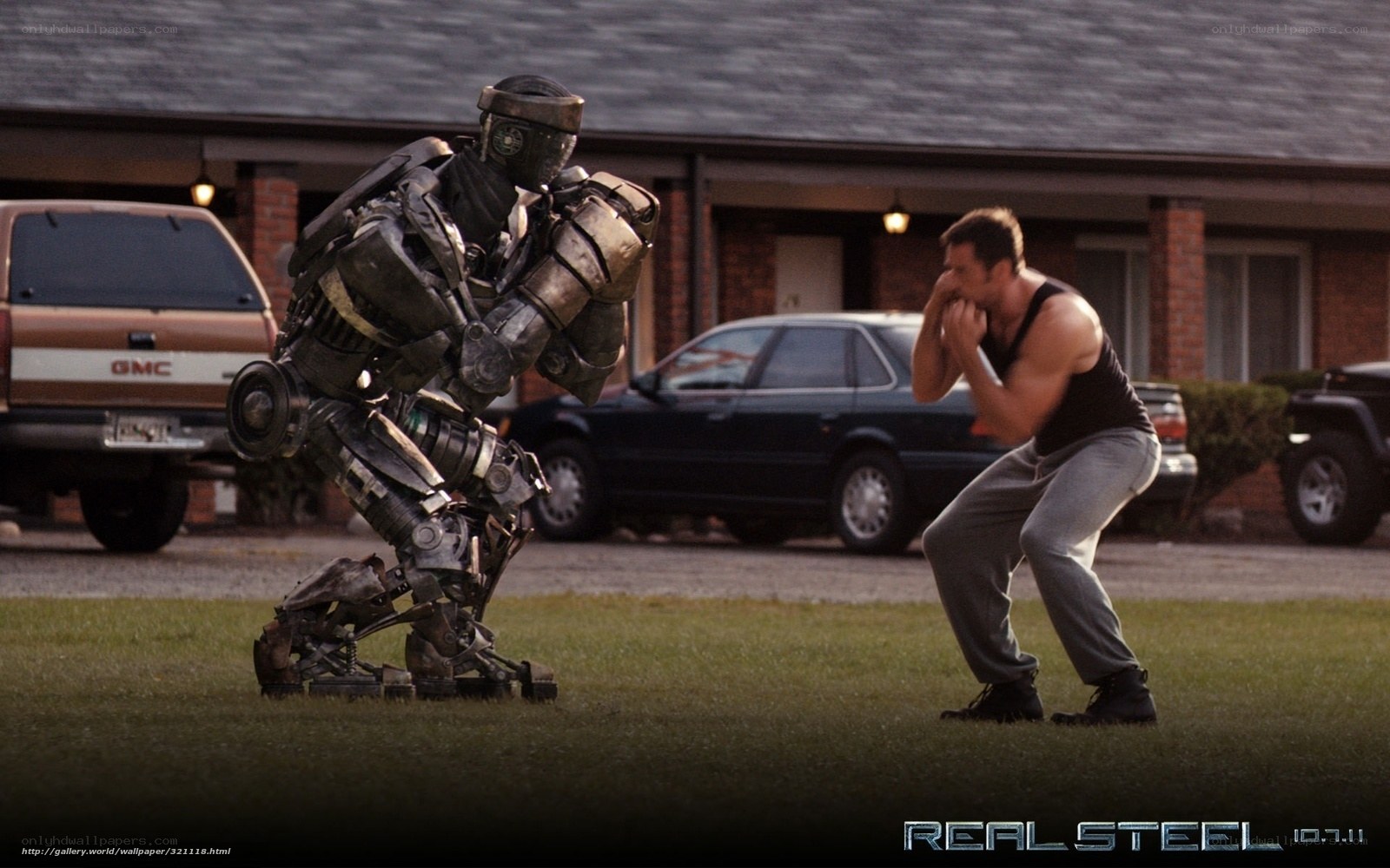 Man and robot in confrontation
