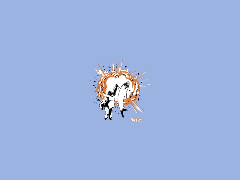 Man and Shark Explosion — Blue