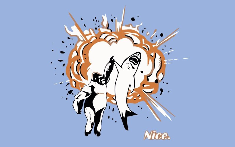 Man and Shark in Explosion