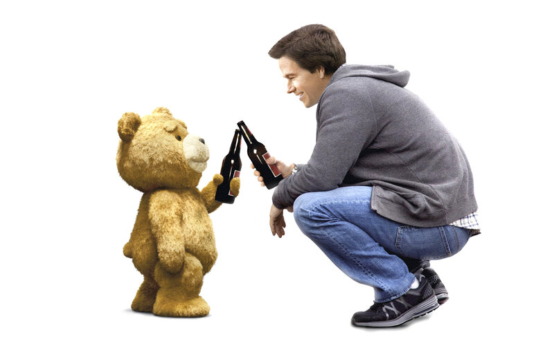 Man and Teddy Bear — Brown