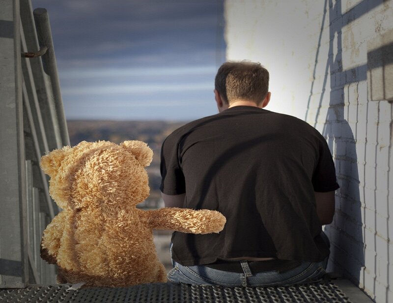 Man and Teddy Bear