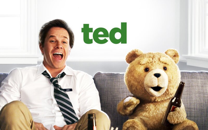 Man and Teddy Bear — White