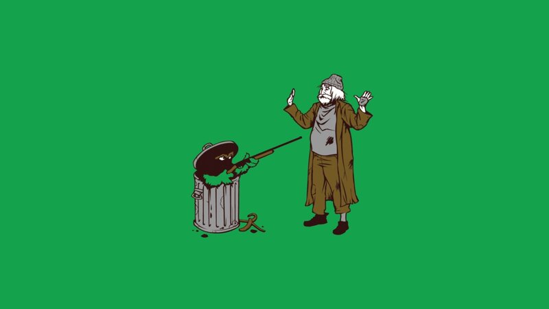 Man and Trash Can