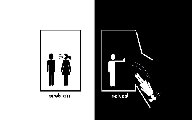 Man and Woman Arguing — Black, Dramatic, Vector Art