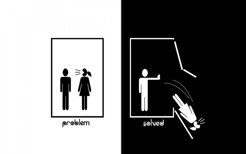 Man and Woman Arguing — Black