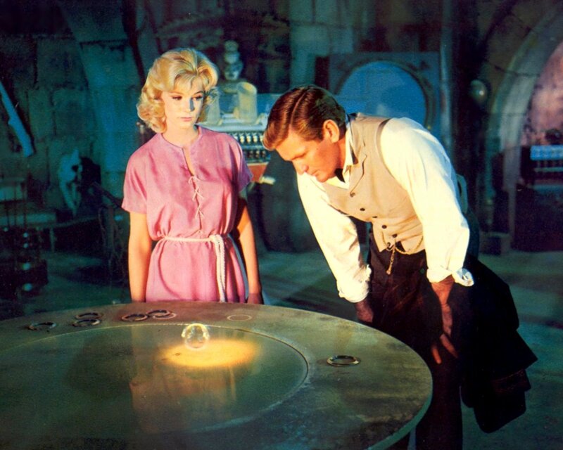 Man and woman at a glowing table