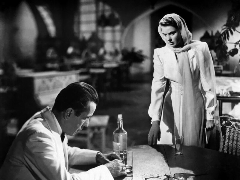 Man and Woman at Table — Black, Dramatic, Night, Photograph, Bottle, Glass