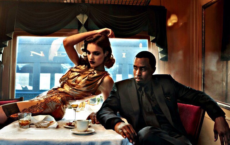 Man and Woman at Table — Gold
