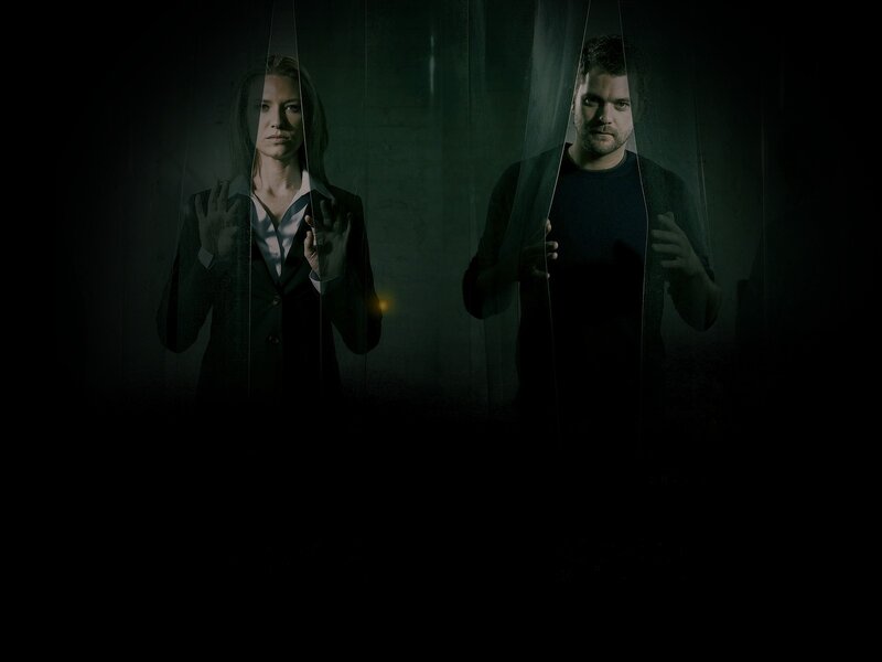 Man and Woman Behind Glass — Black