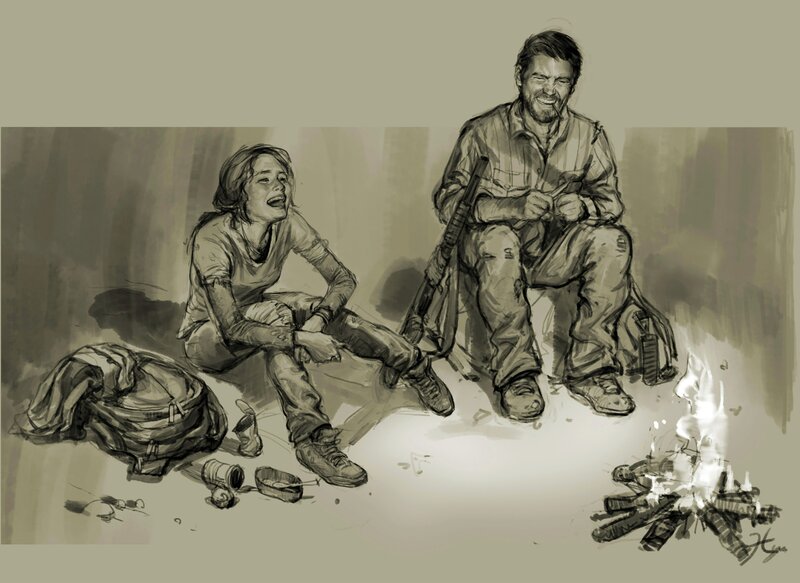 Man and Woman by Fire — Gray