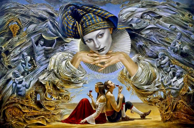 Man and Woman Drinking Wine
